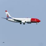 Avión en pleno Vuelo de la Compañía de Vuelos Noruega Lowcost Norweigan